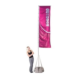 Single-Sided Flag for 17ft Wind Dancer Outdoor Banner Stand. Wind Dancer comes with a hollow base allowing the option of adding either water or sand as a weighting agent. The constructed units are easy to position, erect and remove. Carry bag option