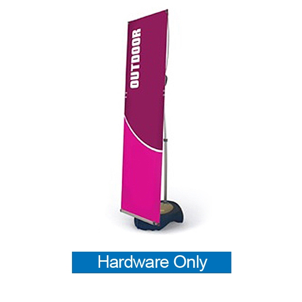 Blizzard Outdoor Banner Stand, adjustable in height and width, with hollow base for weighing down with sand or water. When it comes to outdoor displays, the Blizzard Outdoor Banner Stand is a testament to stunning design and unmatched reliability