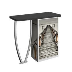 Linear Bold Tusk-Leg Counter Counter with Door and Printed Graphic is a great option for exhibitors looking for a high quality trade show exhibit counter with full graphic printing. Trades show counters and podiums offer great style and functionality.