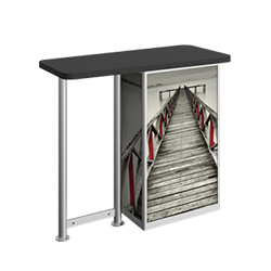 Linear Bold Straight-Leg Counter Counter with Door Hardware Only is a great option for exhibitors looking for a high quality trade show exhibit counter with full graphic printing. Trades show counters and podiums offer great style and functionality.