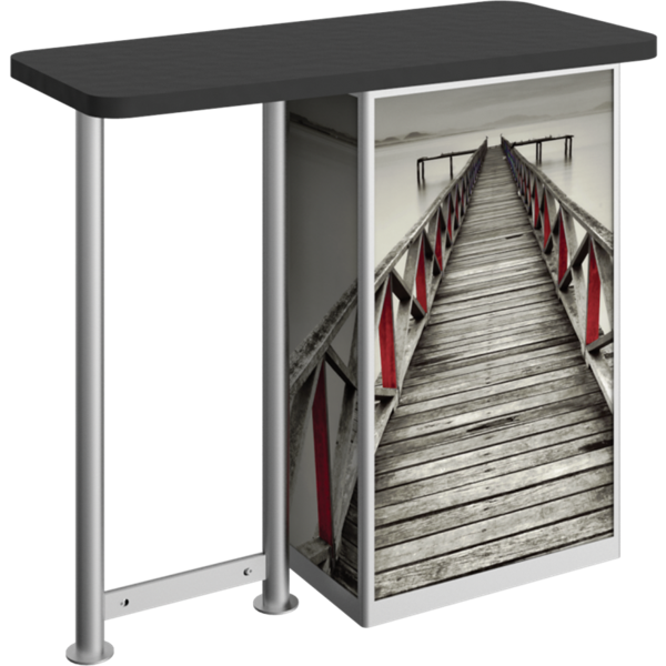 Linear Bold Straight-Leg Counter Counter with Door Hardware Only is a great option for exhibitors looking for a high quality trade show exhibit counter with full graphic printing. Trades show counters and podiums offer great style and functionality.