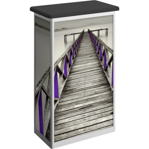 Linear Bold Rectangle Trade Show Portable Counter with Door and Printed Graphic offer sophisticated style to complement your trade show exhibit booth. Trades show linear bold portable counters, podiums offer great style and functionality for your exhibit