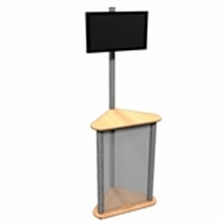 Linear Monitor Trade Show Kiosk Kit 05 Compliment your Linear Trade Show Display while adding excitement and attention to your trade show booth with these sleek attractive Monitor Stand Multi Media Kiosk with Frosted Plex wings Panels Linear Kit