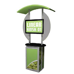 Trade show Monitor Kiosk Stand and Cabinet Modular Linear Display Kit 01 Compliment your Linear Trade Show Display while adding excitement and attention to your trade show booth with these sleek attractive Linear Monitor Trade Show Kiosk Kit