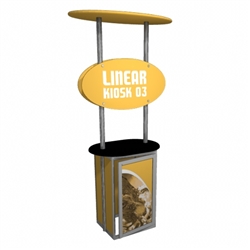 Linear Trade Show Kiosk Kit 03 Display Stand with Printed Graphic Compliment your Linear Trade Show Display while adding excitement and attention to your trade show booth with these sleek attractive Linear Monitor Trade Show Kiosk Kit.