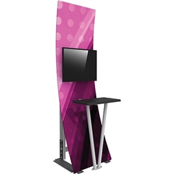 Formulate Monitor Trade Show Kiosk Kit 01 Display  is a versatile Monitor Kiosk that doubles as a workstation! Freestanding Monitor Kiosk is a perfect accent to any trade show or event display, and is ideal for integrating digital messaging.