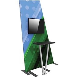 Formulate Monitor Trade Show Kiosk Kit 02 Display  is a versatile Monitor Kiosk that doubles as a workstation! Freestanding Monitor Kiosk is a perfect accent to any trade show or event display, and is ideal for integrating digital messaging.