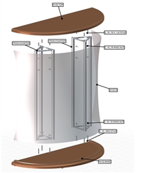 Counter Half Moon Formulate Trade Show Podium. Formulate Counter - Half Moon is one of many trade show display counters, podiums, workstations available at xyzDisplays for a guaranteed low price.