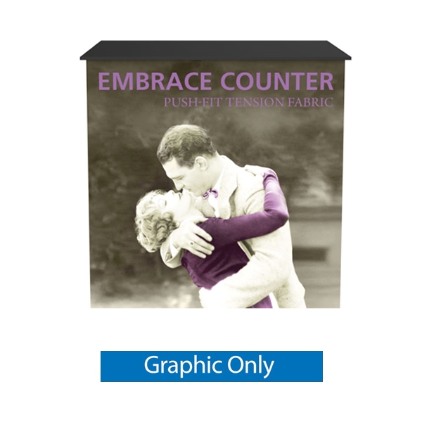 3.5ft x 3.5ft Embrace  Counter. Perfect for product launches, food sampling, ticketing, retail counters, promotional displays, exhibition counters and more.