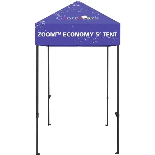 5ft x 5ft Zoom Economy Popup Tent (Frame & Canopy) are an excellent way to provide shade for outdoor events. This canopy has a 5ft x 5ft footprint with five height settings settings on the legs.
