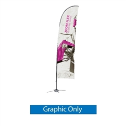 Promotional flags get your message noticed with motion!  Custom printed 12ft Zoom Flex Medium single-sided Straight outdoor flags are perfect outside retail stores, at trade shows, expos, fairs, and more.