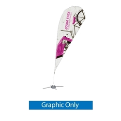 Promotional flags get your message noticed with motion!  Custom printed 15ft Zoom Flex Large single-sided Teardrop outdoor flags are perfect outside retail stores, at trade shows, expos, fairs, and more.