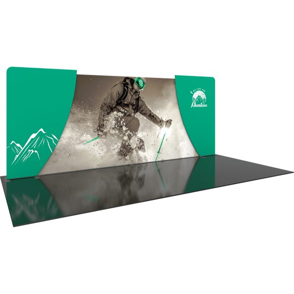 20ft Formulate Designer Series Backwall Tension Fabric Display Kit 04 offer you a quick and professional look for your trade show booth. Formulate Designer Series Backwall Displays with built in counter cost-effective trade show backdrops