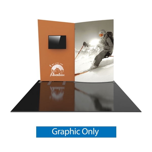 10ft Formulate Designer Series  display kit 09 have unique stylistic features and shape, are portable and easy to assemble. Formulate Designer Series tension fabric displays helps you achieve a dynamic and attractive look at your trade show, event