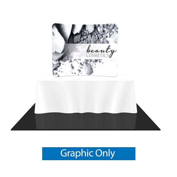 Replacement Fabric for 6ft Formulate Essential Tabletop Horizontal Curve Display. Formulate Essential Table Top display have customary frame features, are portable and come in Straight, Vertical Curved and Horizontal Curved options