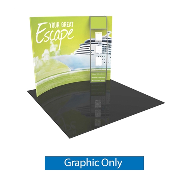 Orbus Formulate Formulate HC4 10ft Horizontally Curved Tension Fabric Backwall Display Kit with Stand-off literature display with 3 pockets offers a large format graphic area to get you noticed at your events!