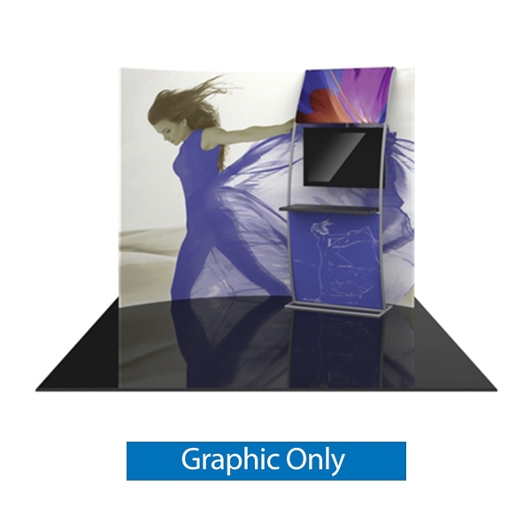 Orbus Formulate Formulate HC6 10ft Horizontally Curved Tension Display with Sleek Stand-Off Shelf with Monitor Mount. We offer a fabric trade show banners, stretch fabric trade show booth kit, fabric tradeshow booth walls, hop up tension fabric display,
