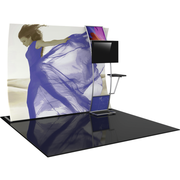 Orbus Formulate Formulate HC9 10ft Horizontally Curved Tension Fabric Backwall Display Kit. We offer a fabric trade show banners, stretch fabric trade show booth kit, fabric tradeshow booth walls, hop up tension fabric display, stretch display fabric