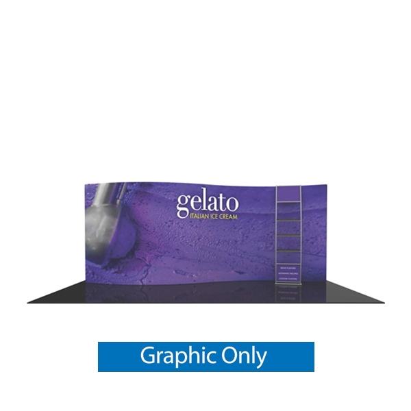 Replacement Double Sided Fabric for Orbus Formulate 20 WSC5 20ft Serpentine Curved Single Sided Fabric Backwall Trade Show Display Kit with multi-shelf ladder. Serpentine Display offers a large format graphic area to get you noticed at your events!