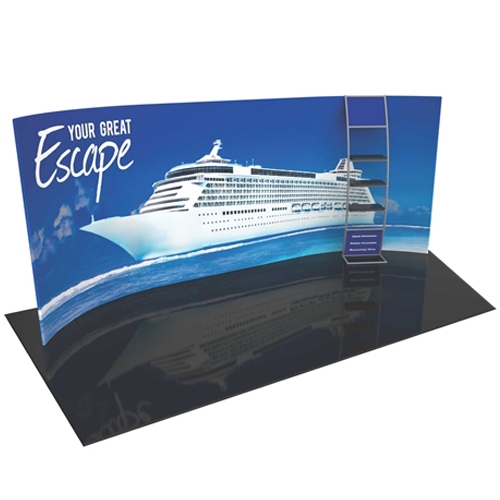 Orbus Formulate 20 WH5 20ft Horizontally Curved Fabric Display Kit with multi-shelf ladder offers a large format graphic area to get you noticed at your events! Add a whole new dimension to your trade show exhibit with a seamless tension fabric display