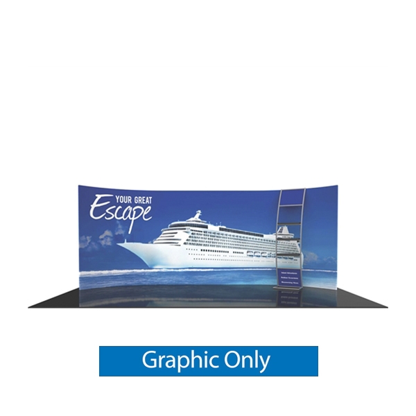 Orbus Formulate 20 WH5 20ft Horizontally Curved Fabric Display Kit with multi-shelf ladder offers a large format graphic area to get you noticed at your events! Add a whole new dimension to your trade show exhibit with a tension fabric background display