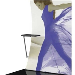 Display products or literature on a counter designed to complement your Formulate tension fabric display. For use with vertical curved frames only.