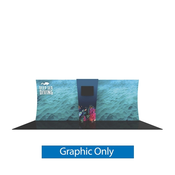 Graphic for Formulate Backwall Connector 03. Display products or literature on a Stand-Off Counter designed to complement your Formulate tension fabric display. For use with vertical curved frames only.