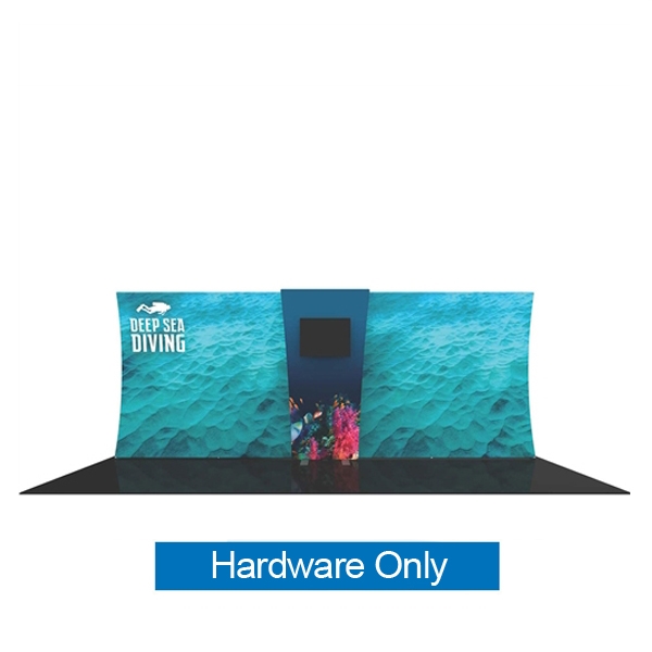 Formulate Backwall Connector 03 Hardware Only. Display products or literature on a Stand-Off Counter designed to complement your Formulate tension fabric display. For use with vertical curved frames only.