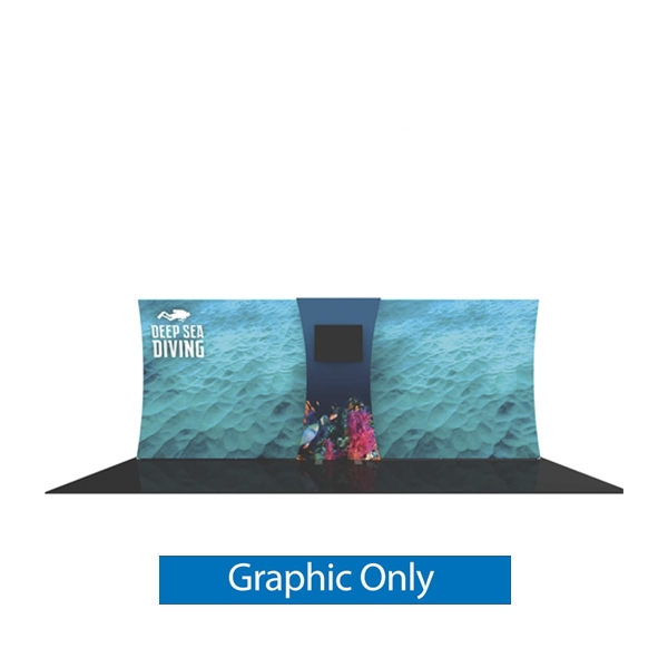 Graphic for Formulate Backwall Connector 05. Display products or literature on a Stand-Off Counter designed to complement your Formulate tension fabric display. For use with vertical curved frames only.