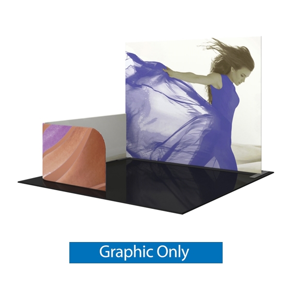 The Formulate Master Backwall Accent 04 Curved is an ideal space dividing accessory to connect to any Formulate Master straight backwall. It features a pillowcase fabric graphic and connects easily to create the appearance of one seamless display