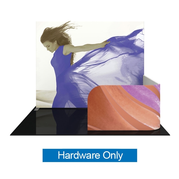 The Formulate Master Backwall Accent 04 Curved is an ideal space dividing accessory to connect to any Formulate Master straight backwall. It features a pillowcase fabric graphic and connects easily to create the appearance of one seamless display
