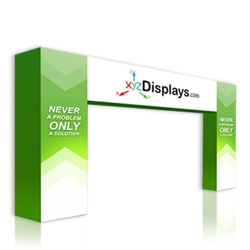 14ft w x 8ft h Formulate Arch Fabric Display Hardware and Fabric add architecture and design to any event or interior space! Easily create and define a stunning entryway, focal point or stage set at your next tradeshow or event with Formulate Arches.