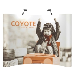 Deluxe Coyote Curved Frame Full Graphic Mural Pop Up Trade Show 10ft (4x3) Floor Fast Display Kits combines strength and reliability with style and ease of use. Named popup because of its small to large pop-up action, this type of display system
