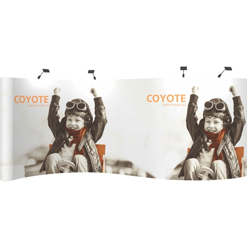 Deluxe Serpentine Coyote 20ft Full Mural Graphics Panel Fast Kit combines strength and reliability with style and ease of use. Named popup because of its small to large pop-up action, this type of display system is still one of the most portable