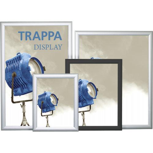 11"x14" Trappa Silver Poster Frame features a sleek styling & precision mitered corners, Trappa poster framing system looks equally great in a corporate lobby or exhibit environment. The frame "snaps" open to change messages or graphics quickly & easily.