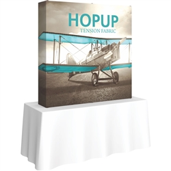 5ft X 5ft Straight HopUp 2x2 Tabletop Fabric Display with Full Fitted Graphic  is a lightweight and versatile trade display solution for users who need an exhibit that sets up in seconds. Portable, Vibrant Table Top Displays