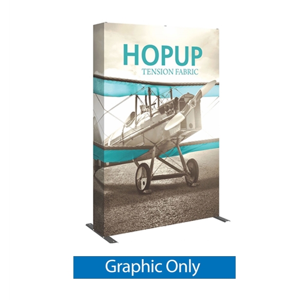 Full Fitted Graphic for 5ft Hopup Floor 2x3 Straight Fabric Display. 5ft Hop Up Back Wall Trade Show Display mixes state-of-the-art design with unmatched convenience. Printed fabric trade show displays, exhibit booths and accessories