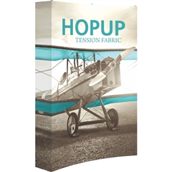 5ft Orbus Hopup Floor 2x3 Curved Fabric Trade Show Display with Full Fitted Graphic is lightweight, highly portable, and requires almost no set-up time! Fabric popup displays are the FASTEST booth on the market to setup. The one piece Pop Up Display.