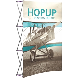 5ft Orbus Hopup Floor 2x3 Curved Fabric Trade Show Display with Front Graphic is lightweight, highly portable, and requires almost no set-up time! Fabric popup displays are the FASTEST booth on the market to setup. The one piece Pop Up Display.