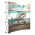 8ft Hopup Floor 3x3 Curved Fabric Display with Front Graphic is a simple yet attractive trade show floor backwall exhibit. The durable fabric graphic image stays attached to the aluminum frame for fast and efficient use