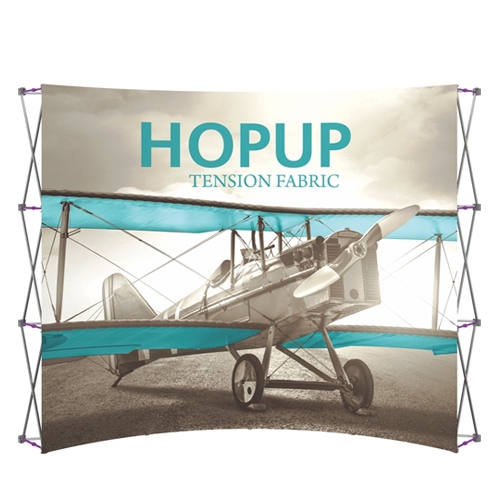 10ft x 10ft Hopup Floor 4x4 Curved Fabric Backwall Display with Front Graphic is the largest among Hop Up trade displays, making it the perfect way to stand out against the competition.