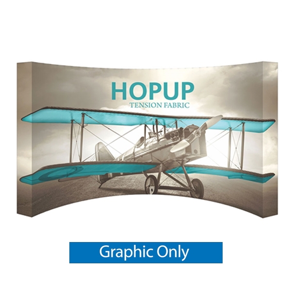 15ft x 8ft Hopup Floor 6x3 Curved Display Full Fitted Graphic Only. Hop Up pop up display booth is a spandex tension fabric expanding booth that sets up in minutes! Orbus Exhibit & Display Group improved Hopup is large format tension fabric display.