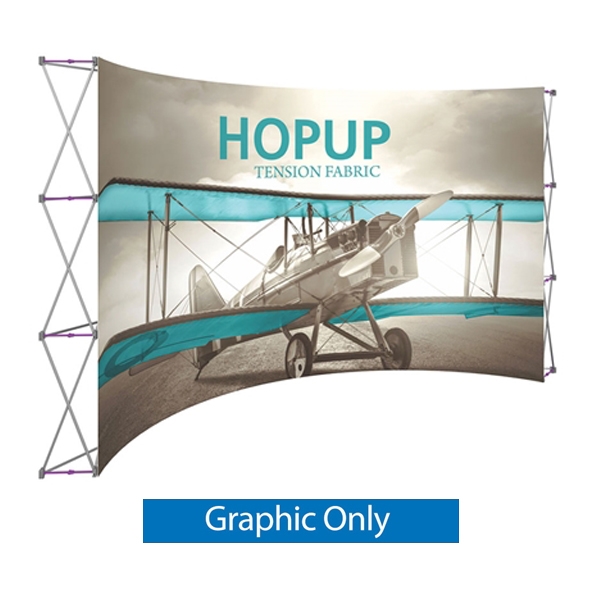 15ft x 8ft Hopup Floor 6x3 Curved Display Front Graphic Only. Hop Up pop up display booth is a spandex tension fabric expanding booth that sets up in minutes! Orbus Exhibit & Display Group improved Hopup is large format tension fabric display.