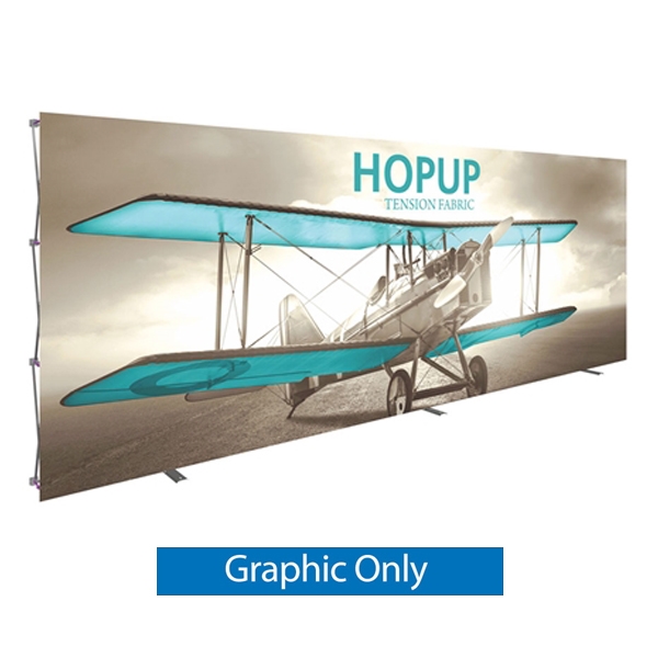 20ft x 10ft Hopup Floor 8x4 Straight Fabric Display Front Graphic Only is the largest among Hop Up trade displays, making it the perfect way to stand out against the competition.