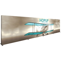 30ft x 8ft Hopup Floor 12x3 Straight Fabric Display with Full Fitted Graphic is the largest among Hop Up trade displays, making it the perfect way to stand out against the competition.