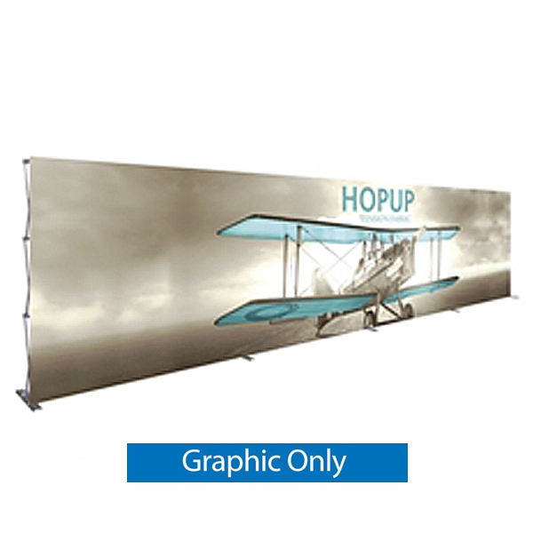40ft x 8ft Hopup Floor 16x3 Straight Fabric Display Front Fitted Graphic Only is the largest among Hop Up trade displays, making it the perfect way to stand out against the competition.
