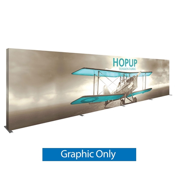 30ft x 10ft Hopup Floor 12x3 Straight Fabric Display Full Fitted Graphic Only is the largest among Hop Up trade displays, making it the perfect way to stand out against the competition.