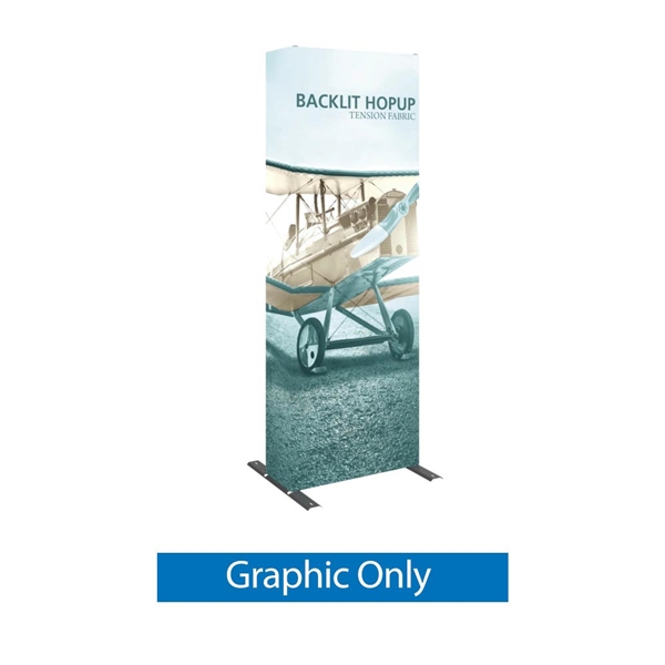 3ft Backlit HopUp Trade Show Display Graphic Only. Hop Up Backwalls are a great alternative to standard pop up background floor exhibits. Draw extra attention to your message with a Backlit Hop-Up Display Kit at trade show or event.