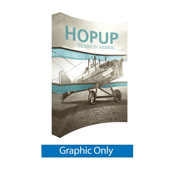 8ft x 10ft Hopup 3x4 Curved Tension Fabric Collapsible Backdrop Banner (w/o Endcaps) - Graphic Only. Hopup is a perfect accent for trade show and event spaces of any size. A wheeled carry bag simplifies shipping and transportation.