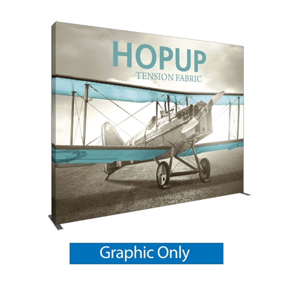12ft x 10ft Hopup 5x4 Tension Fabric Collapsible Backdrop Banner (w/ Endcaps) Graphic Only. Hopup is a perfect accent for trade show and event spaces of any size. A wheeled carry bag simplifies shipping and transportation.